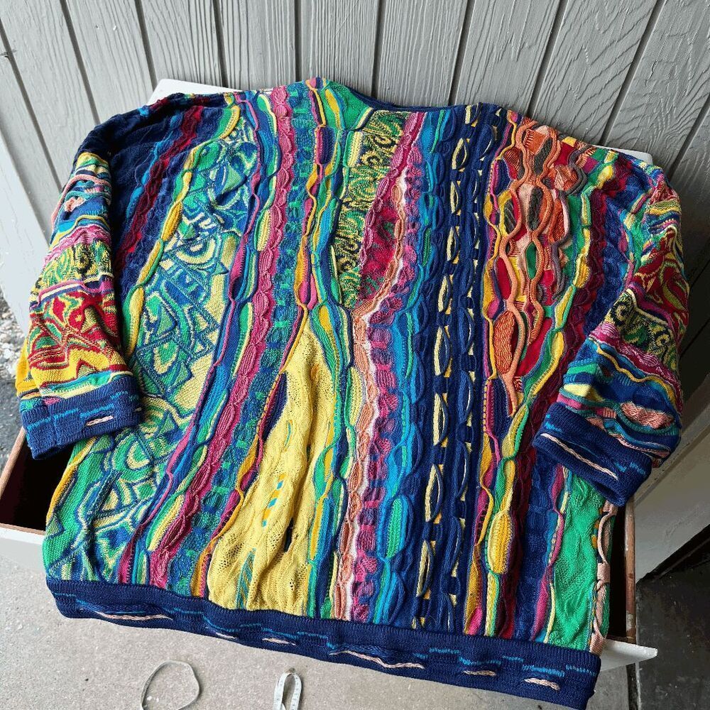 VTG Coogi Mercerised Cotton 3D Knit Sweater M Australia Multicolor - Picture 4 of 16
